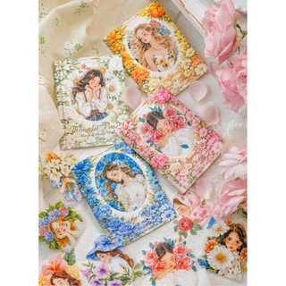 JIANWU Cô Gái Giữa Hoa Series Vintage Hoa Nhân Vật Phong Cảnh Chất Liệu Cắt Dán PET Miếng Dán Sáng Tạo DIY Tạp Chí Văn Phòng Phẩm