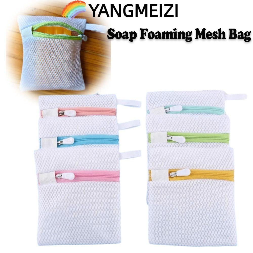 YANGMEIZI 1 Túi Giặt Lưới, Xà Phòng Tiết Kiệm Xà Phòng Vuông Tạo Bọt, Di Động Lưới Polyester Tắm Tạo Bọt Máy Giặt Túi Sạch Dụng Cụ Vệ Sinh