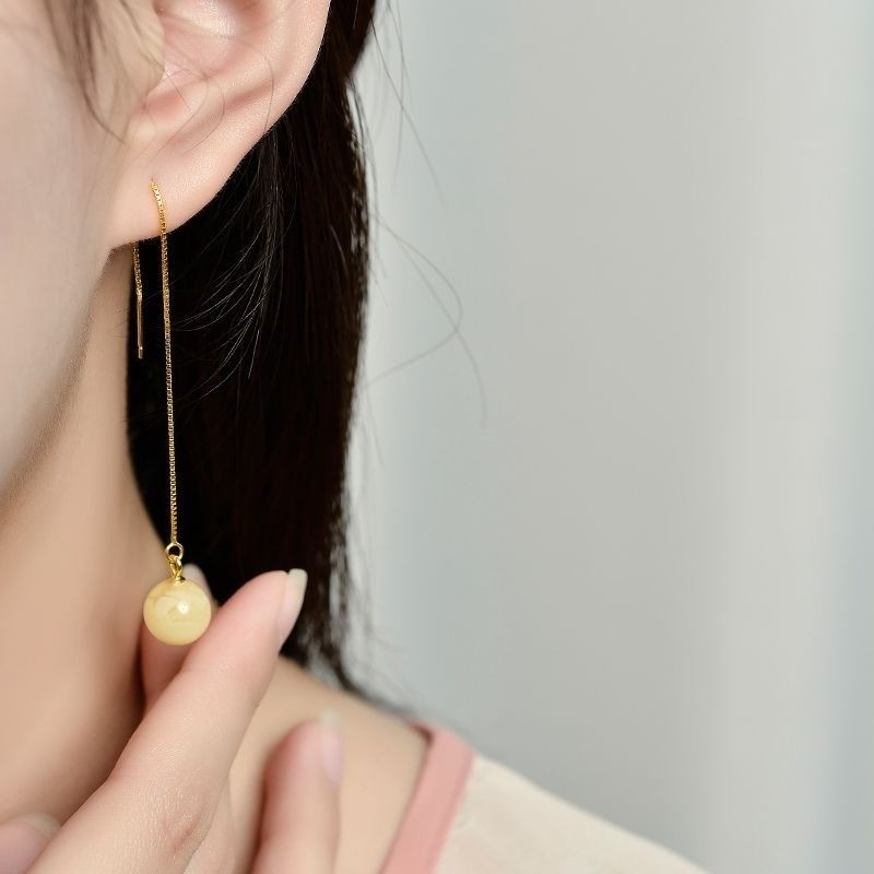 Bông tai sáp ong từ Trung Quốc, thiết kế dáng dài