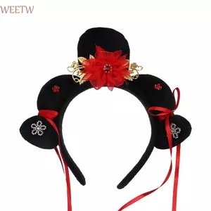 WEETW Phong Cách Cổ Đại Mũ Cổ Điển Retro Cổ Hoa Ngọc Trai Tua Rua Hanfu Mũ Đội Đầu Hoàng Gia Triều Tiên Mũ Phong Cách Mũ Nón