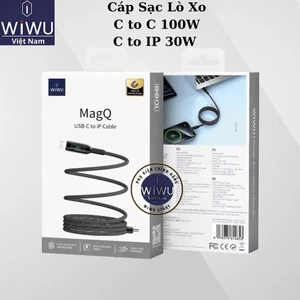 WiWu MagQ C041- Cáp Sạc Nhanh Nam Châm Lò Xo Màn Hình LCD Cho IPhone 16 Pro Max ,15 Pro Max , 14 Chống Đứt Gãy 30W-100W