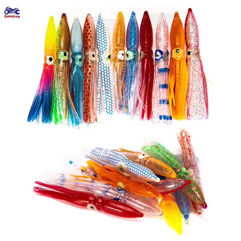 XOITOP 10 Chiếc Mồi Mềm Nhân tạo 8cm Dành Cho Câu Cá Bạch Tuộc Và Cá Ngừ