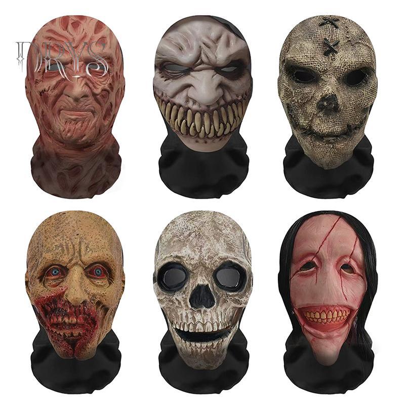(TFT) Mặt nạ 3D mặt ma Halloween Cosplay Đạo cụ Balaclava Lưới đàn hồi toàn mặt thoáng khí Đầu lâu Mũ trùm đầu Halloween Tiệc kinh dị MỚI
