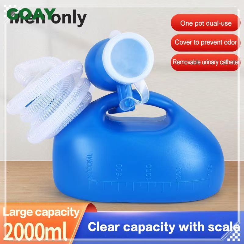 GOAY Vệ Sinh Cung Cấp Cho Ngoài Trời 2000ml Nhựa Nam Người Cao Tuổi Giường Bô Pee Bình Bộ Sưu Tập Với Ống 160cm Nước Tiểu Di Động Chai Người Khuyết Tật Người Giúp VN