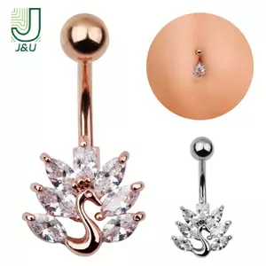 Thép Không Gỉ và Pha Lê Zircon - Nhẫn Rốn Bụng Nút Thời Trang