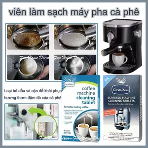 Viên vệ sinh cho máy pha cà phê 8 viên, viên làm sạch và tẩy cặn máy pha cà phê, hỗ trợ làm sạch cho máy pha cà phê
