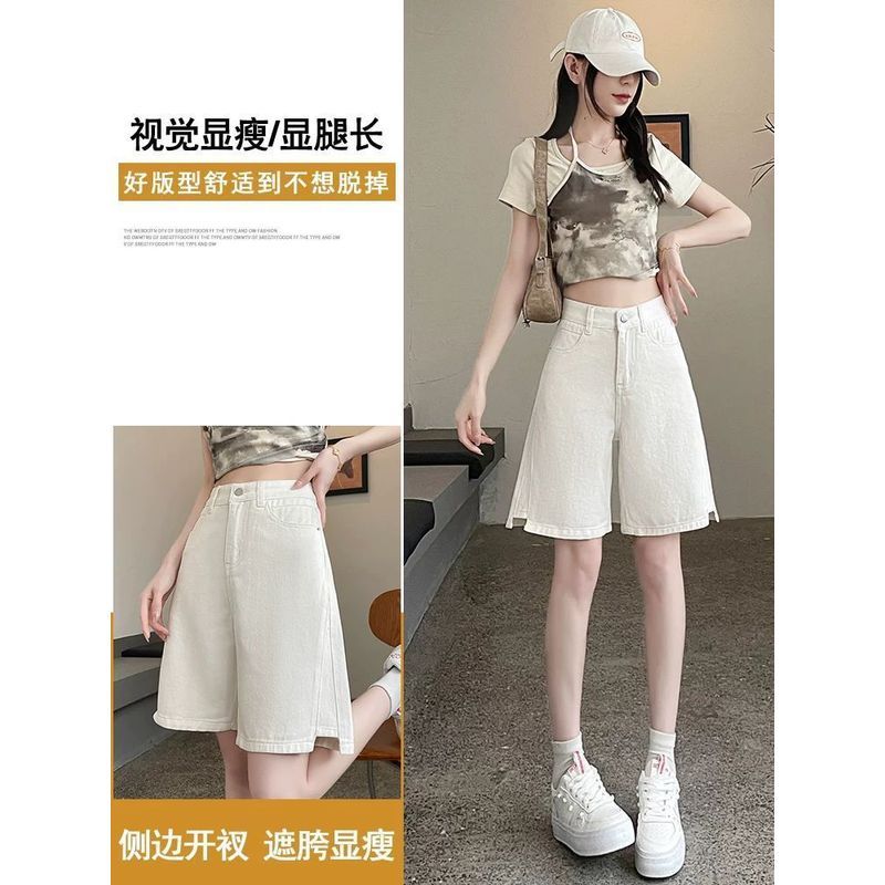 Quần Short Denim Phong Cách Trung Hoa Cho Nữ - Màu Trắng, Mùa Hè 2026