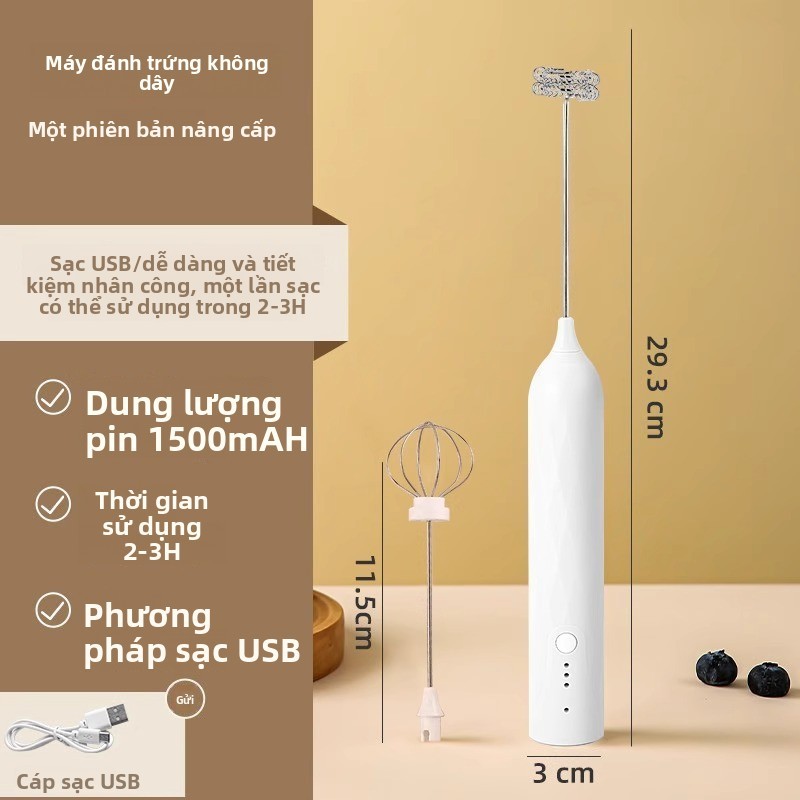 Máy Tạo Bọt Cà Phê Khuấy Cần Sữa Máy Làm Mát Điện Nhà Bếp Mini Đánh Nắp Sữa Đánh Bọt Sữa 7ZVM