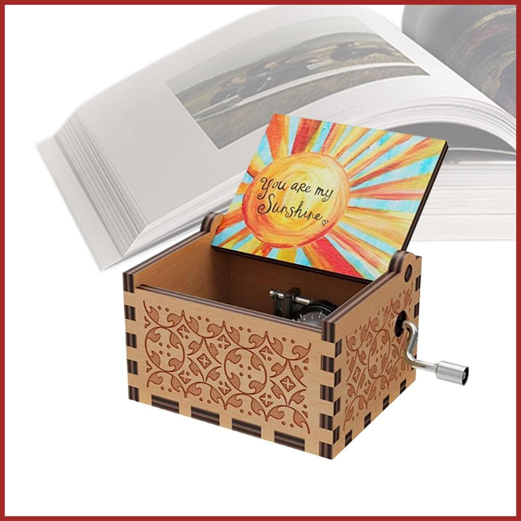 Hộp Nhạc Bằng Gỗ Cổ Điển Đồ Chơi Bằng Gỗ Ngộ nghĩnh Di Động Xoay Tay Hộp Nhạc Bằng Gỗ Khắc Hộp Nhạc Cho koapavn