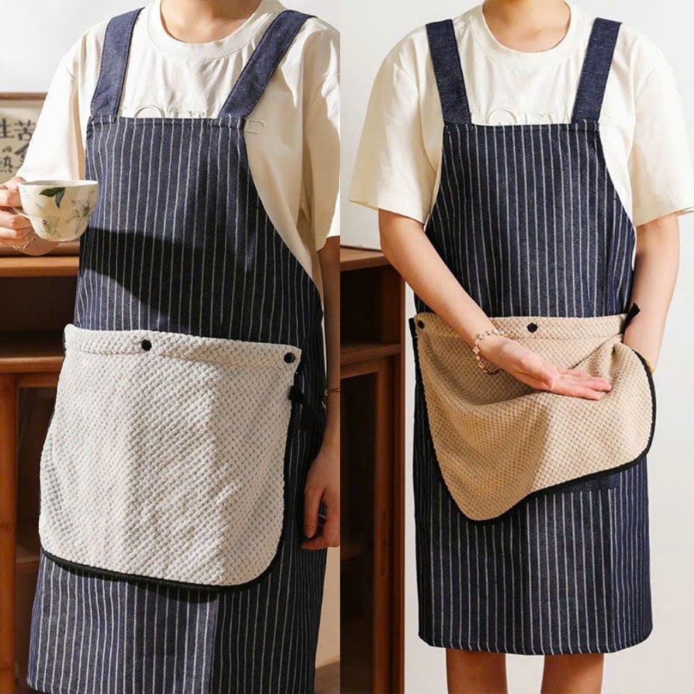 Tạp Dề Chống Thấm Nước Chống Dầu Kèm Khăn Lau, Tạp Dề Nhà Bếp Cao Cấp Có Túi Tiện Lợi, Dễ Tháo Rời