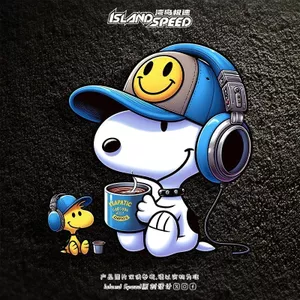 Hợp Thời Trang Snoopy Nghe Nhạc Sáng Tạo Độc Đáo Xe Dán Hoạt Hình Trầy Xước Bao Thân Xe Trang Trí Dán 26.3.26