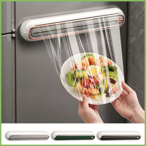 Dụng cụ cắt trượt bọc Cling Wrap để đóng gói thực phẩm Tiết kiệm không gian Từ tính Cling Wrap Dispenser Cutter cho gelhvn