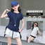 Áo thun ngắn tay ruy băng không đều cho bé gái 2026 Áo ngắn Slim-Fit dành cho trẻ em