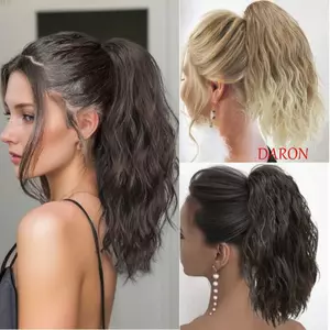 Kẹp móng vuốt DARON Tóc giả đuôi ngựa, Corn Perm Ombre Đuôi ngựa xoăn gợn sóng ngắn, Kẹp nối dài đuôi ngựa lông tơ bằng sợi chịu nhiệt trong tóc đuôi ngựa hàng ngày