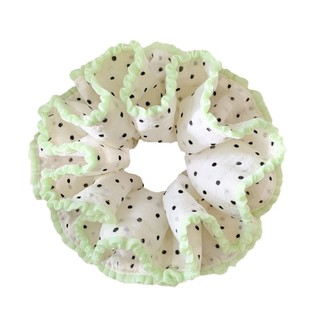Kovoi / Xanh Chấm Bi Hai Lớp Ren Scrunchy Dây Buộc Tóc Nữ Cao Cấp Hàn Quốc Bóng Phụ Kiện Tóc Phong Cách Lười Băng Đô Đẹp