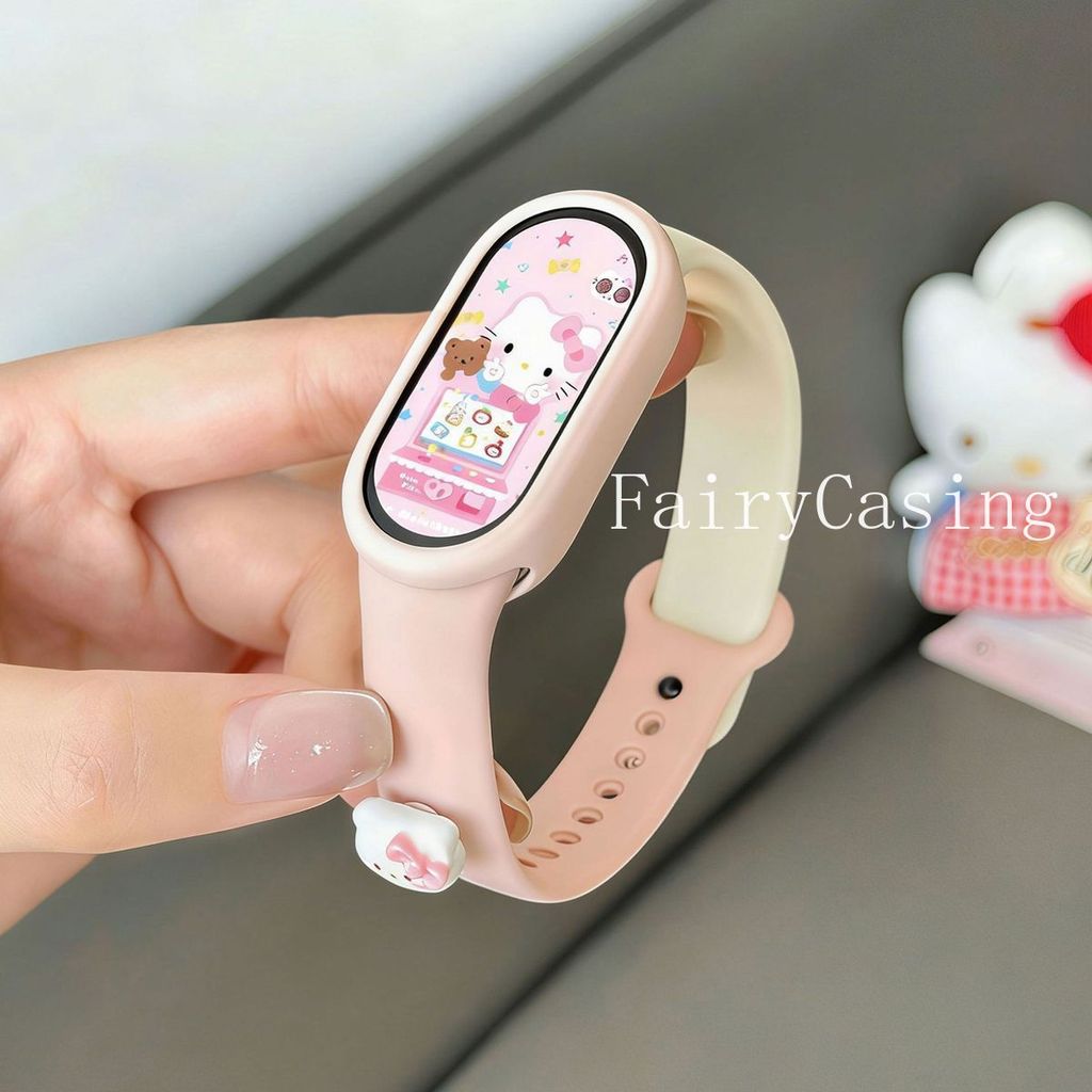 Dây đeo silicon mềm cho Xiaomi Mi Band 10 9 8 Nfc Vòng đeo tay cao su thể thao Vòng đeo tay Correa Phụ kiện dễ thương Khóa