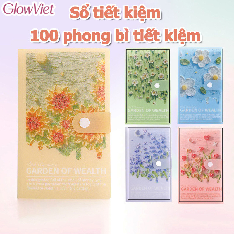 100 phong bì tiết kiệm,Sổ tiết kiệm,Có thể tái sử dụng, đựng tiền và thẻ ngân hàng,Chống nước và bụi