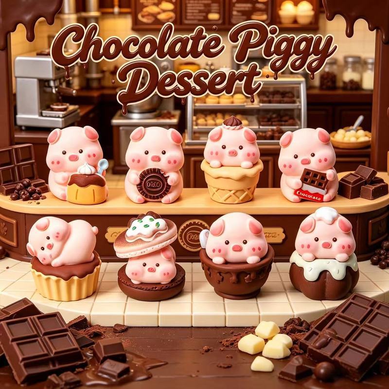 PikoPig Chocolate Món Tráng Miệng Series Mini Nhựa Hình - 4cm Dễ Thương Kawaii Pig Sưu Tập Trang Trí Bàn Làm Việc Quà Tặng