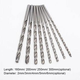 OUSXA 1 Cái Dụng Cụ Khoan, Đường Kính Thép HSS 2-6mm Mũi Khoan Cực Dài, Chiều Dài Chân Thẳng 160-300mm Dụng Cụ Điện Cho Gỗ Nhôm Nhựa