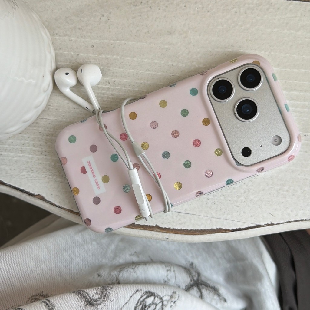 Ốp điện thoại chấm bi đầy màu sắc cho IPhone 17 Pro Max 17 16 15 14 13 Vỏ điện thoại chống rơi W2QI