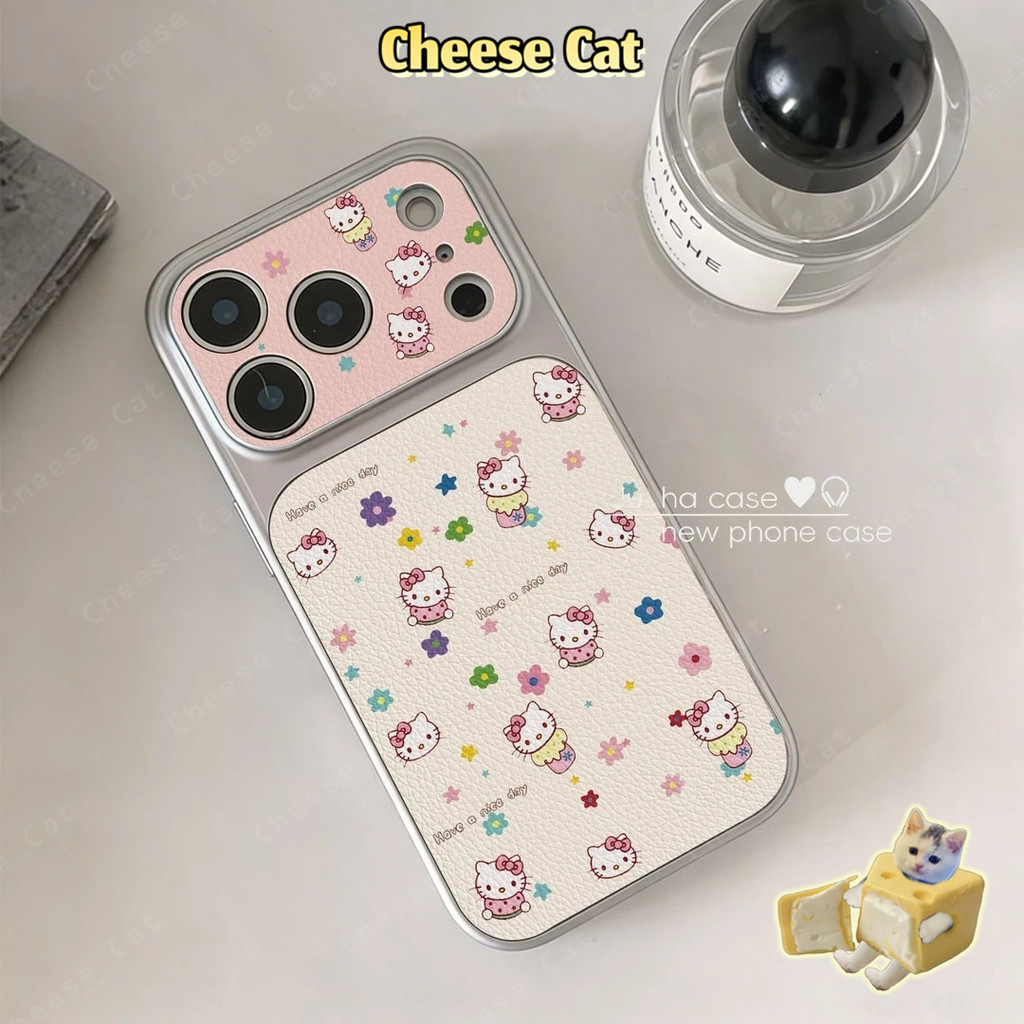 Cửa Sổ Lớn 17 Pro Max Hoa Nhiều Màu Sắc Kitty Da Ốp Lưng Điện Thoại iPhone 14 15 16 11 12 13 Pro Max XR Xs Max