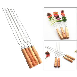 LOVIVER Bộ 6 que nướng BBQ bằng thép không gỉ Kabob xiên nướng ngoài trời, 42cm, tái sử dụng, chống trượt, dành cho gà và rau củ Shish Kebab