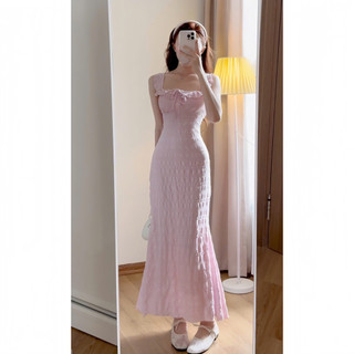 Váy maxi Hai dây ôm body dáng dài cánh tiên phong cách Hàn Quốc, Váy Hai Dây Cup Ngực Đuôi Cá