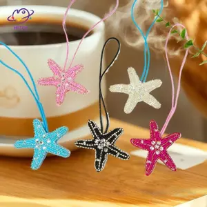 HFTOY 3D Đính Hạt Kim Cương Giả: Sao Biển và Vỏ Sò - DIY Mặt Dây Chuyền & Trang Sức cho Túi và Móc Khóa