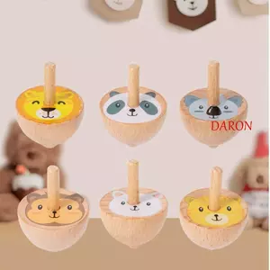 DARON 6 Cái / bộ Đồ Chơi Quay Bằng Gỗ, Đồ Chơi Con Quay Xoay Động Vật Hoạt Hình, Đồ Chơi Fidget Gỗ Tự Nhiên Nhiều Màu Sắc Trái Cây Quay Con Quay Bằng Gỗ Bộ Con Quay Con Quay Bằng Gỗ Trẻ Em
