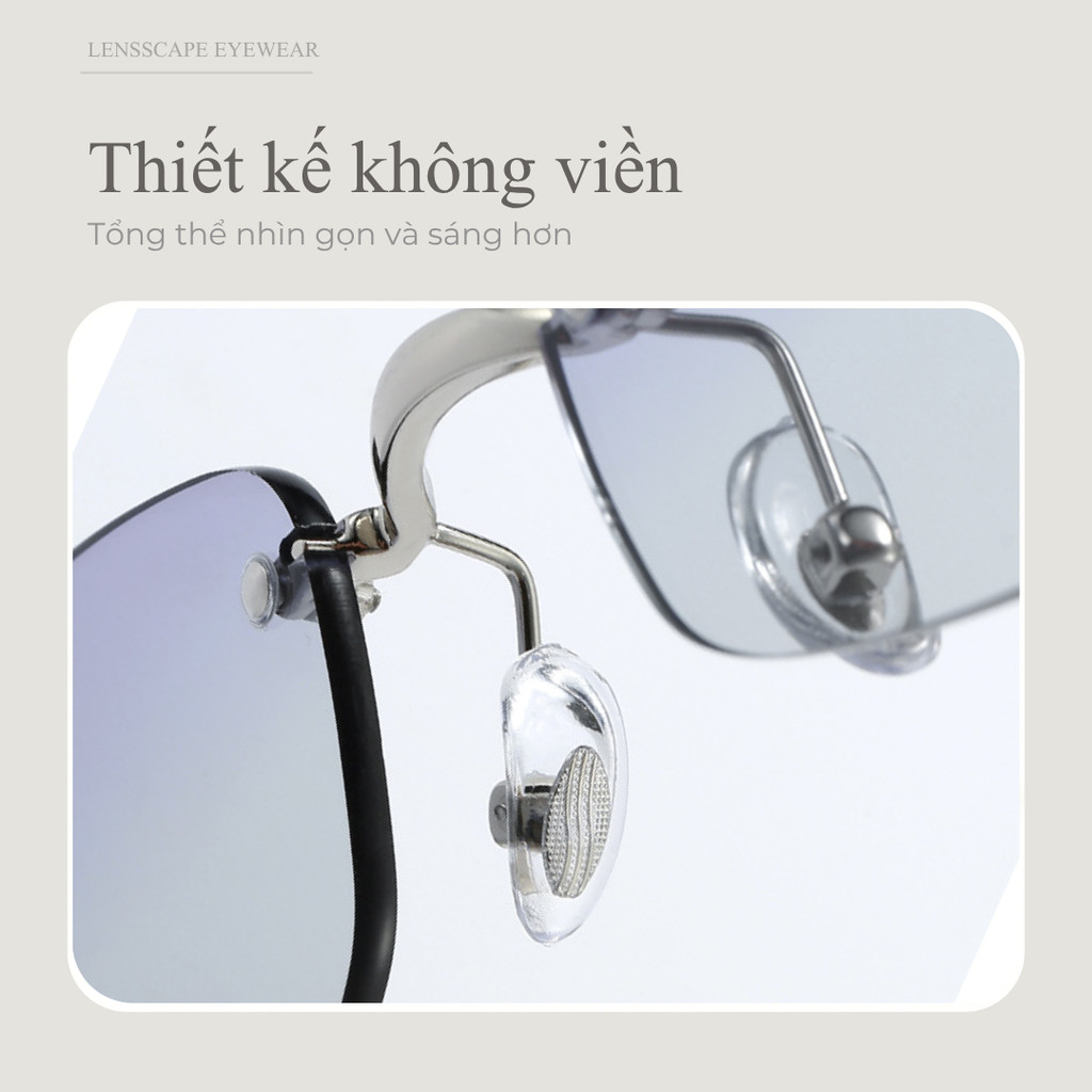 Lensscape Kính chống ánh sáng xanh nữ không viền phong cách tinh tế đeo hằng ngày