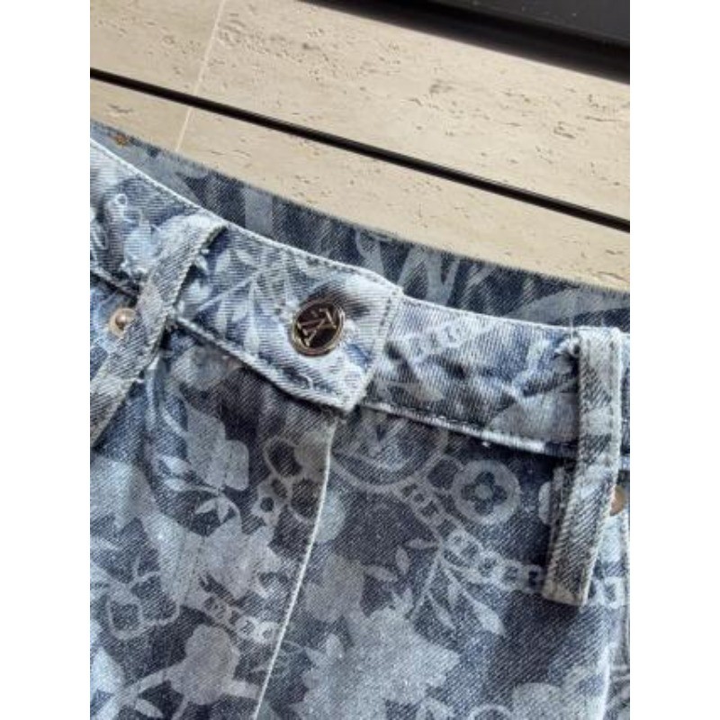 Quần dài in họa tiết Denim lưng cao mới dành cho nữ