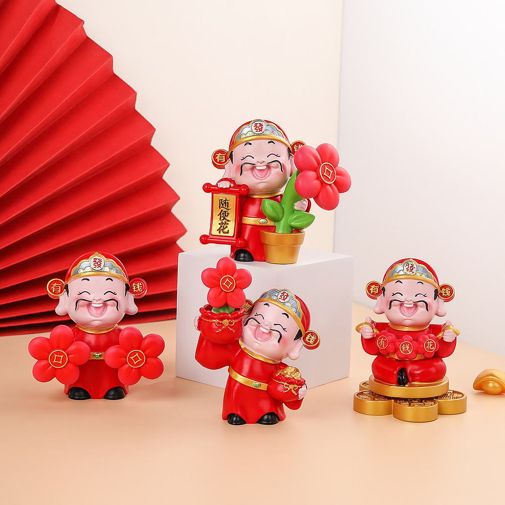 Chúc may mắn Thần Tài Zhuanzhuanle Thần Tài Trang Trí Ô Tô Sáng Tạo Thần Tài Búp Bê Văn Phòng Để Bàn Trang Trí Năm Mới