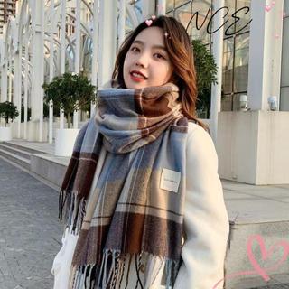 Khăn pashmina kẻ sọc mùa đông, dày mềm mại, họa tiết thanh lịch