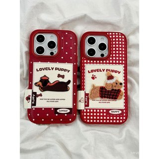 Ốp Điện Thoại Thích Hợp Cho iPhone 7 8 X XS XR XSMAX 11 12 13 14 15 16 17 Pro max Plus Air Năm Mới Lưới Thêu Dachshund Vỏ Bảo Vệ Chống Sốc Bao Gồm Tất Cả RJSE