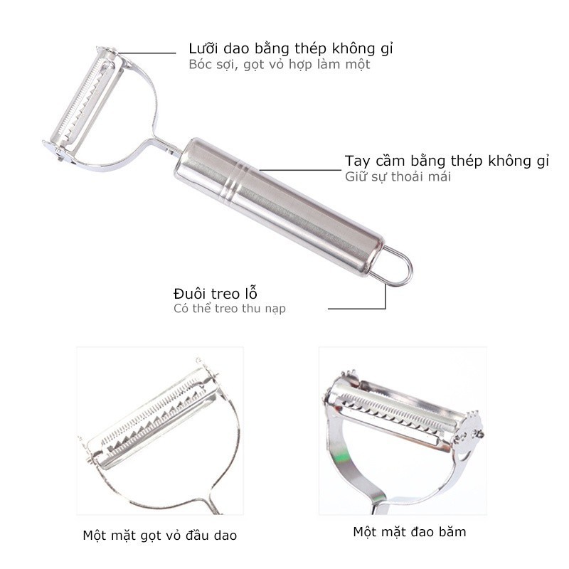 M7 Nạo Sợi Bào Vỏ Thép không gỉ 3 trong 1/ dụng cụ gọt vỏ trái cây và rau củ Nạo Rau Của Quả Đa Năng