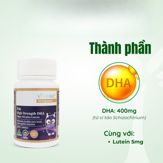 DHA Tảo Biển Cho Bé Vitatree Kids High Strength DHA Algae Oil + Lutein – Hỗ Trợ Phát Triển Não Bộ & Thị Giác