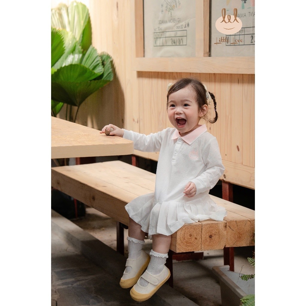 Váy liền polo cá sấu dài tay hồng dành cho bé Lil Little Love (DVL01)