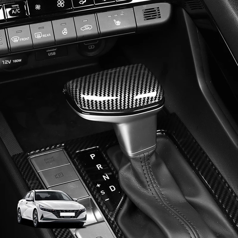 LHD / RHD Dành Cho Xe Hyundai Elantra CN7 N 2020-2023 Màu Đỏ Sợi Carbon Phong Cách Bánh Răng Dịch Chuyển Núm Bao Viền Bao Viền Nội Thất Ô Tô Phần