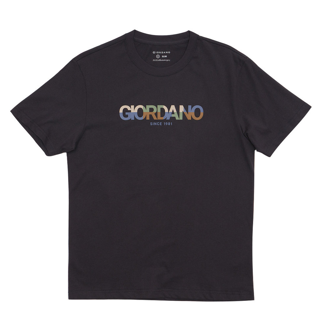GIORDANO Cổ Điển In logo Cổ Điển Áo Thun Cổ Điển Phù Hợp Với Nam Nữ Cùng Phong Cách