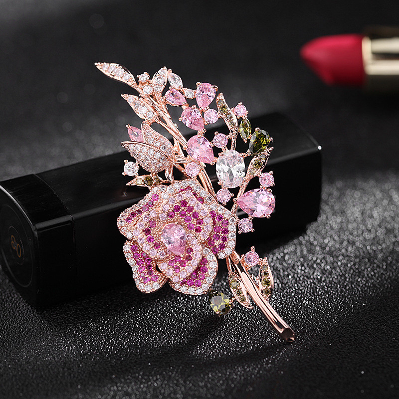 Trâm cài Zircon hoa đầy màu sắc thanh lịch dành cho nữ