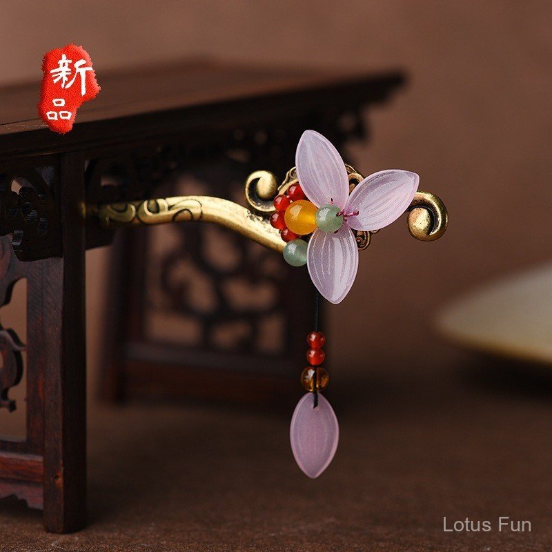 Mũ đội đầu handmade phong cách dân tộc đơn giản với thiết kế tua rua và kẹp tóc ngọt ngào