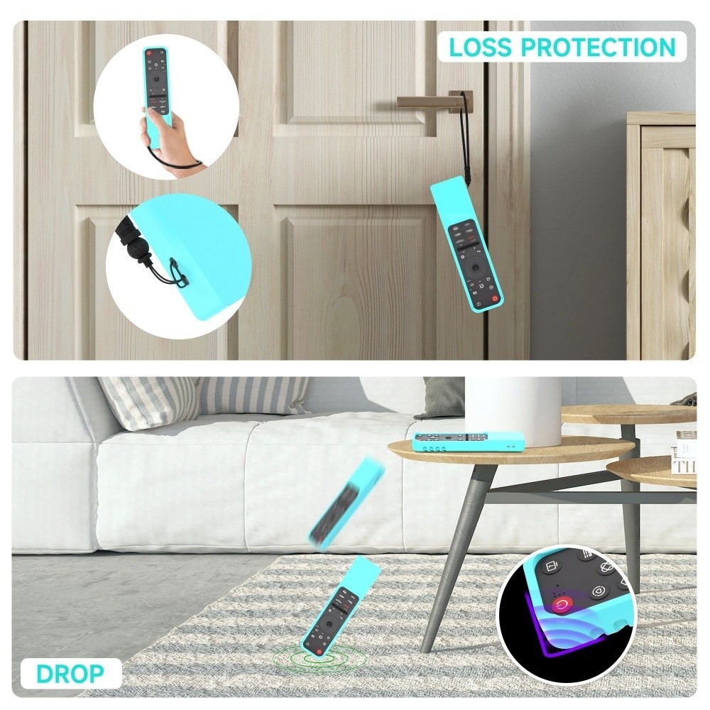 Vỏ bảo vệ từ xa CATIYAHA, Điều khiển từ xa bằng silicon chống sốc, có dây buộc Làm dày vỏ điều khiển từ xa chống trầy xước cho phụ kiện TV thông minh LG MR25GA