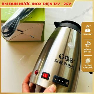 Ấm đun nước trên xe ô tô dung tích 1,2 lít hàng Inox cắm tẩu