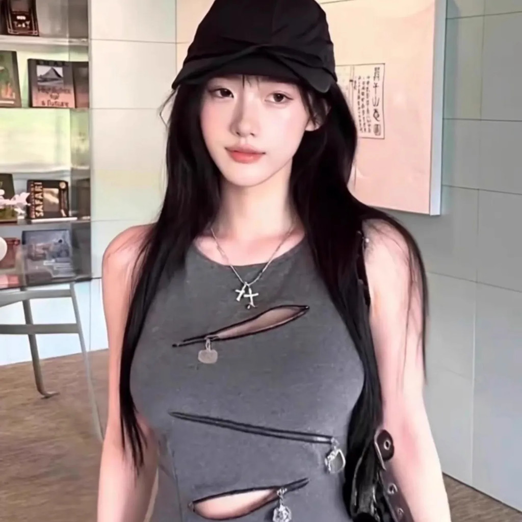 Áo dây kéo nữ Retro Slim Sweet Spicy Niche Design