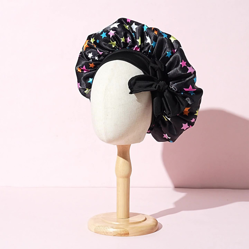 Bonnet lụa satin jumbo cho nữ, phù hợp để ngủ và bảo vệ tóc xoăn hoặc bím