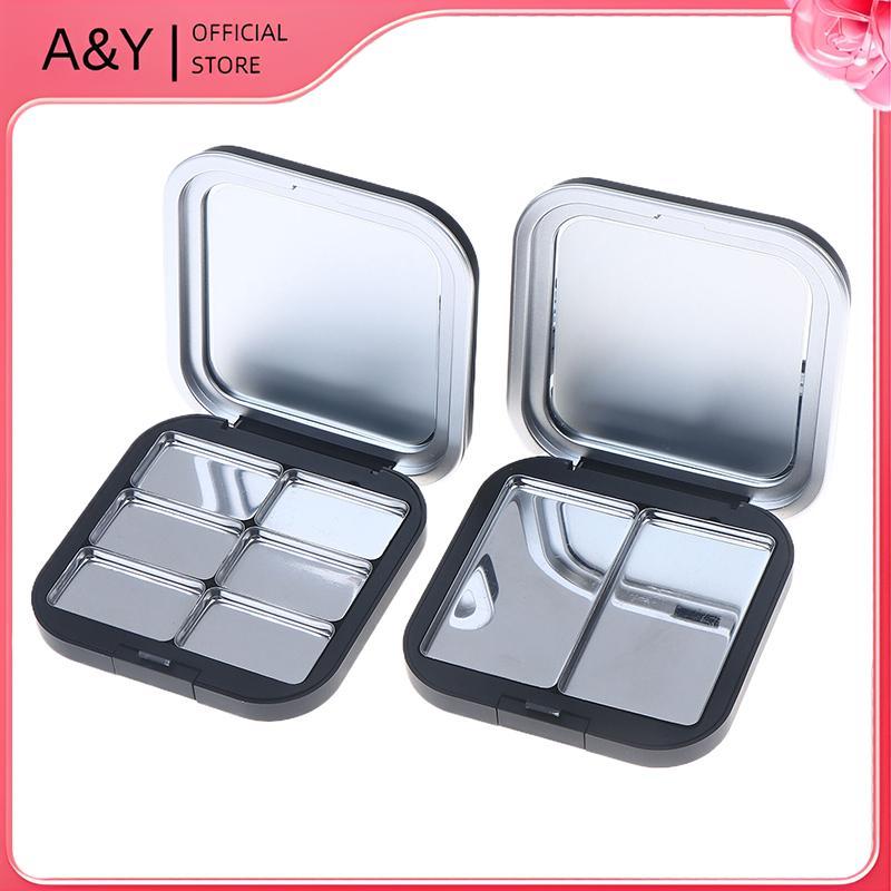 Bảng trang điểm vuông rỗng A & Y Hút từ tính có gương Phấn mắt Hộp mờ có hộp đựng phấn má hồng mỹ phẩm Pan.