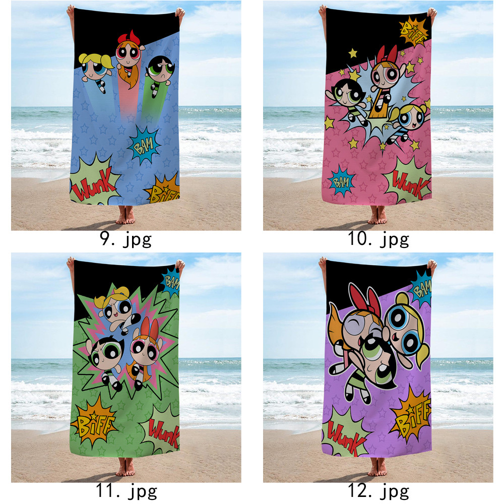 Khăn tắm mùa Powerpuff Girls, Khăn tắm bể bơi đi biển, Quà tặng kỷ niệm sinh nhật, Khăn bánh quế