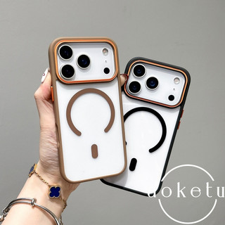 Khung chặn màu thích hợp cho vỏ điện thoại Apple 17pro màu đen mờ cảm giác da iPhone 16promax hút từ tính 15pro / 14 / 13 / 12 ốp lưng acrylic trong suốt chống rơi