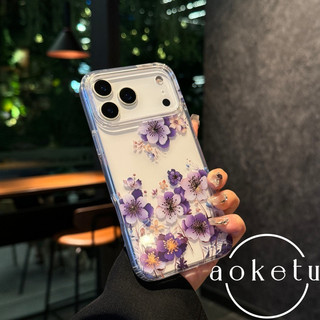 Ốp điện thoại trong suốt hoa laser sang trọng phù hợp cho iPhone 13, 14, 15, 16, 17 Pro Max, túi khí bao gồm tất cả, vỏ silicon chống rơi