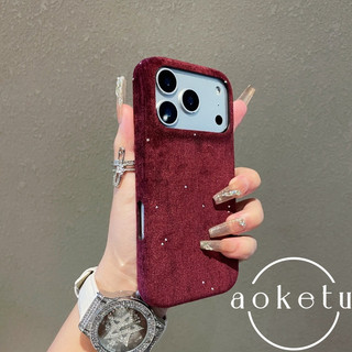 Ánh sáng sang trọng nhung lấp lánh nhung kim cương lấp lánh thích hợp cho vỏ điện thoại iPhone 17 Promax 16pro mùa thu đông mẫu mới 15PM chống rơi 14 / 13 vỏ cứng bao gồm tất cả các loại đơn giản